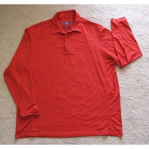 IBKUL Red Icefil UPF 30 Long Sleeve Nylon Blend Polo Shirt Men's XL Red